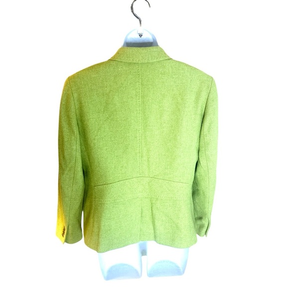 Lands End Wool Blazer Size 8P Green Button Closure Notched Lapel Collar - Picture 6 of 14